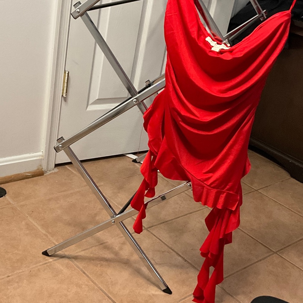 Vibrant Red Ruffled shirt